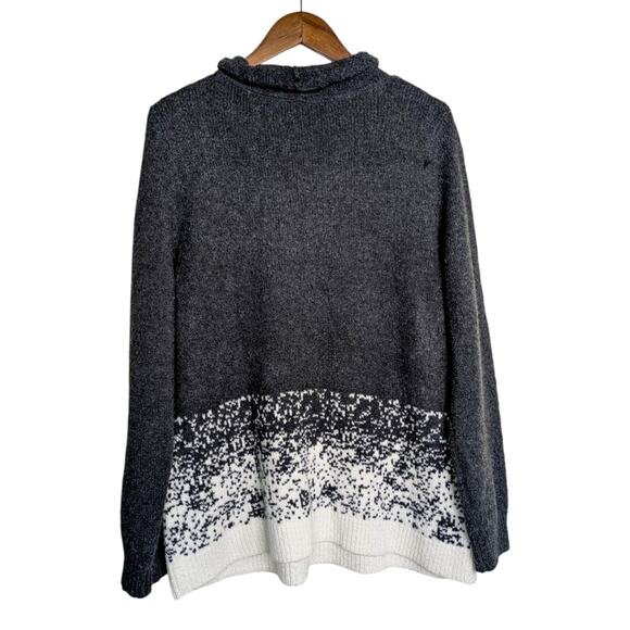 NEW J.Jill Large Sweater Intarsia Snowflake Funnel Neck Gray Holiday Christmas - Picture 4 of 10